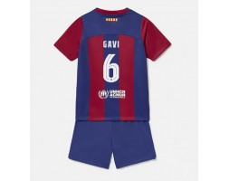 Barcelona Paez Gavi #6 Koszulka Podstawowych Dziecięca 2023-24 Krótki Rękaw (+ Krótkie spodenki)